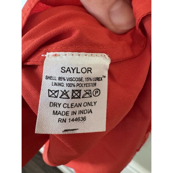 Saylor Fantasia Metallic Floral Minidress In Orange Blossom M $275 NWT - Picture 10 of 13